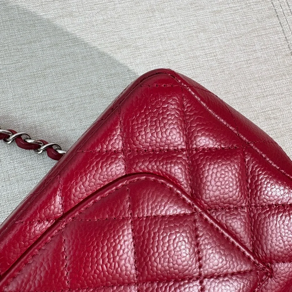 SOLD - CHANEL Red Caviar Quilted Classic Flap Bag Small SHW - Picture 9 of 17